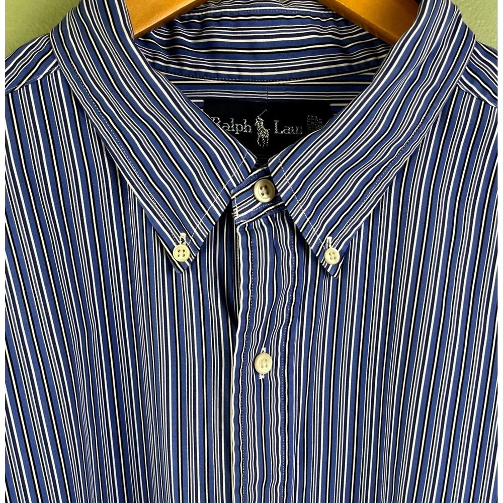 Ralph Lauren Classic Fit Blue Pinstripe Long Sleeve Cotton Pony 2XL Tall Read
